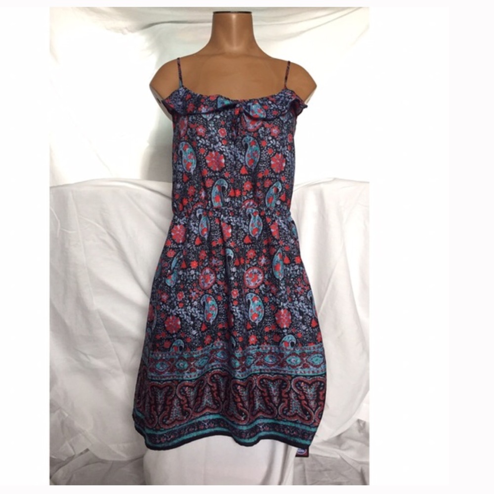 American Eagle Black/Red/Blue Pattern Dress